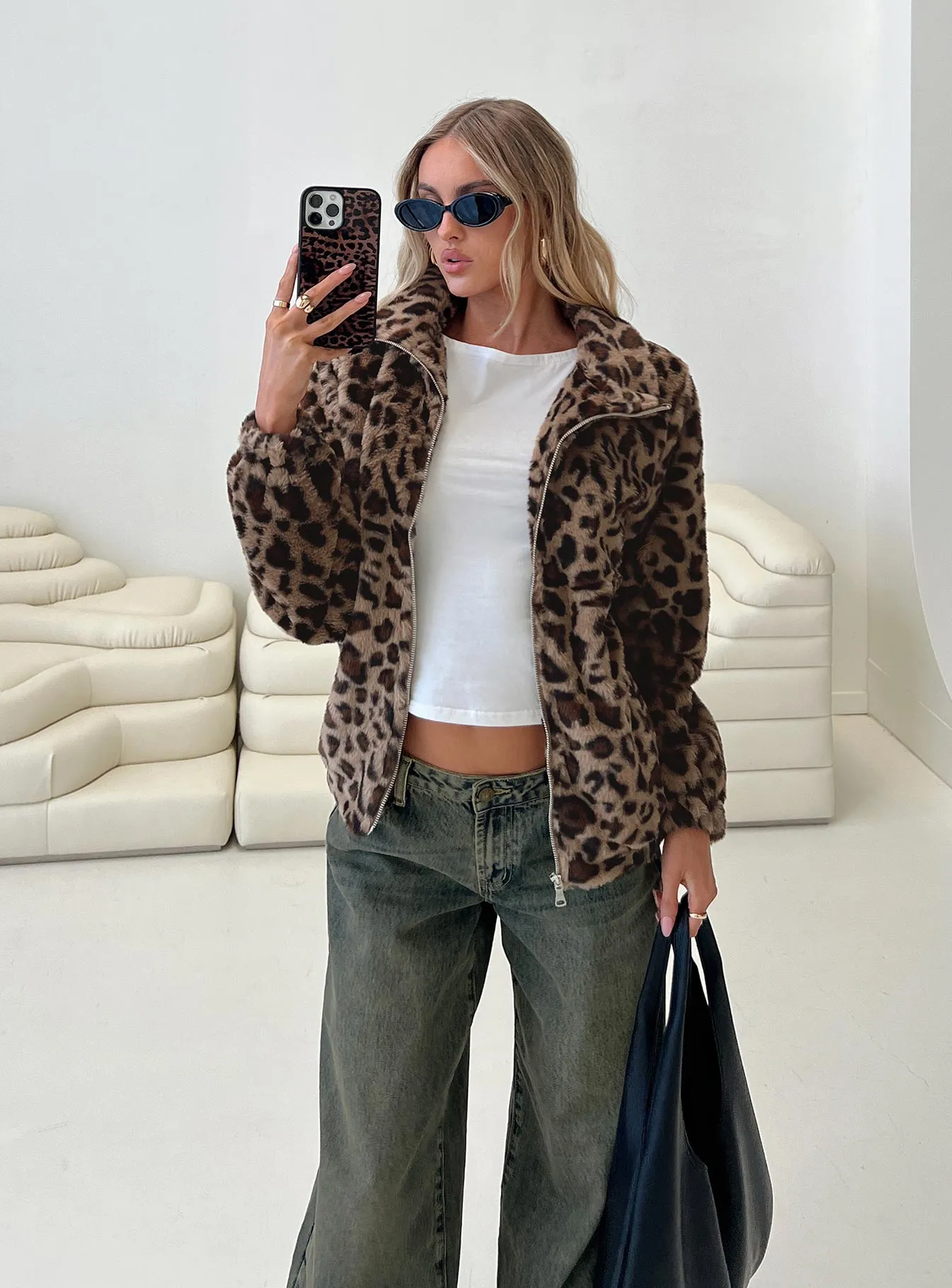 Fashionkova Caine Faux Fur Jacket Leopard