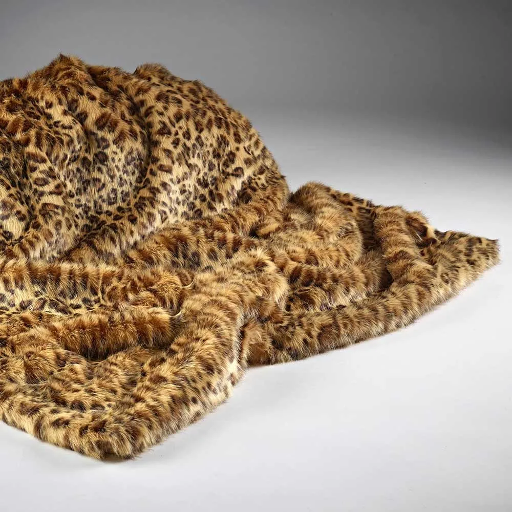 Faux Fur Bed Throw Gold Leopard Animal Print by Katrina Hampton