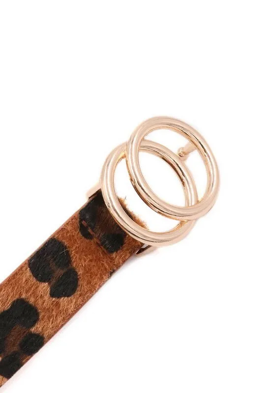 FAUX LEOPARD FUR BELT