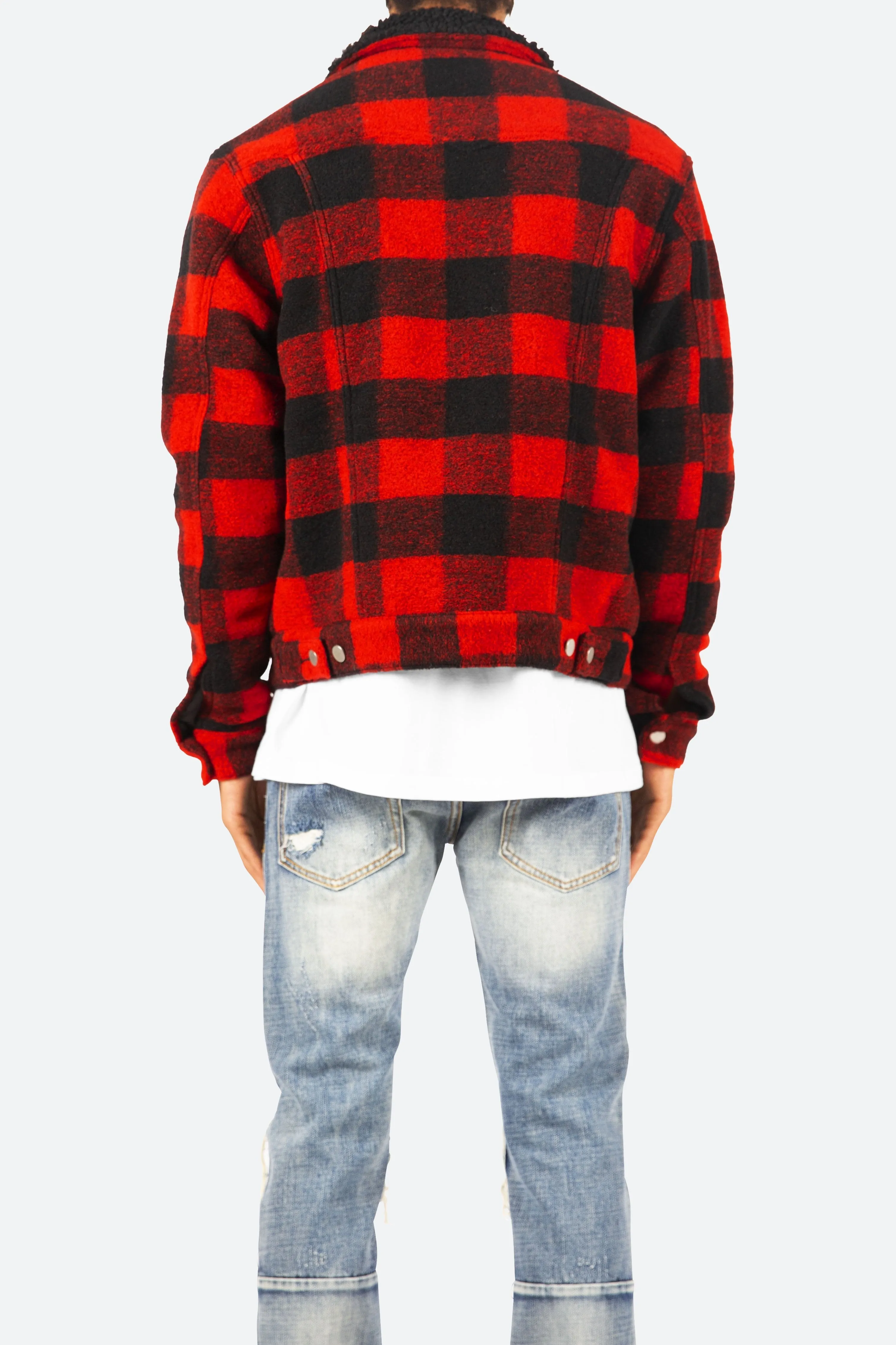 Flannel Sherpa Jacket - Black/Red