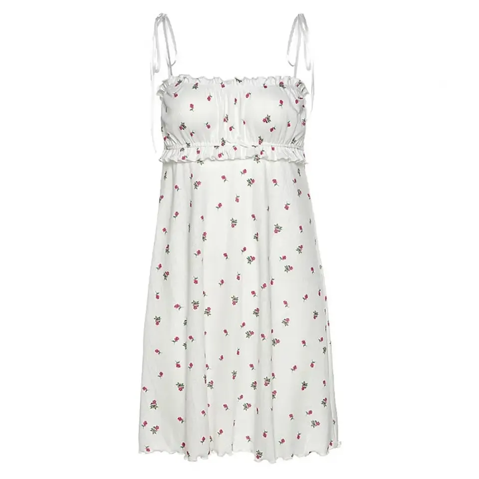 Flytonn- White Blossom Pointelle Slip Dress