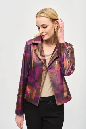 Foiled Print Faux Suede Jacket Joseph Ribkoff