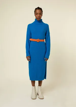 FRNCH Cobalt Blue Turtleneck Sweater Dress