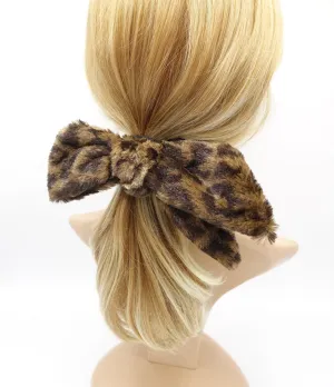 fur hair bow scrunchies leopard print hair tie stylish hair accessory for women