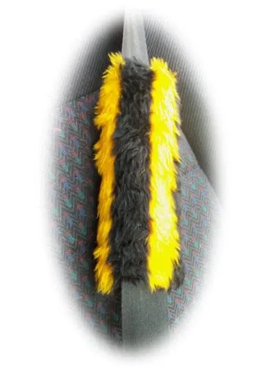 Fuzzy faux fur seatbelt pads in a choice of print's