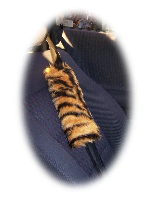 Fuzzy faux fur seatbelt pads in a choice of print's