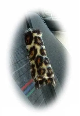 Fuzzy faux fur seatbelt pads in a choice of print's