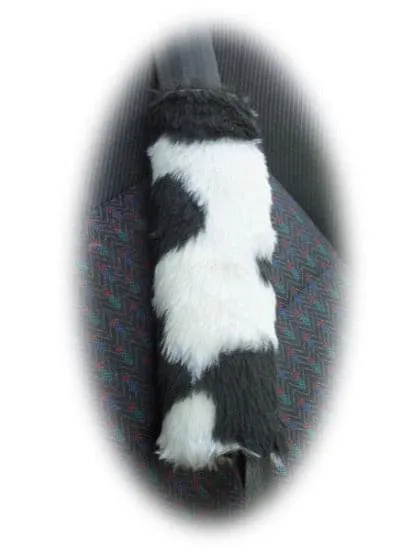 Fuzzy faux fur seatbelt pads in a choice of print's