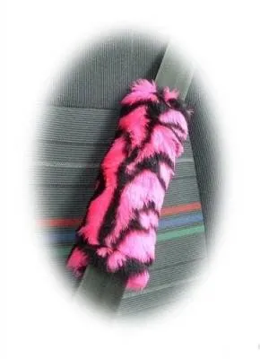 Fuzzy faux fur seatbelt pads in a choice of print's