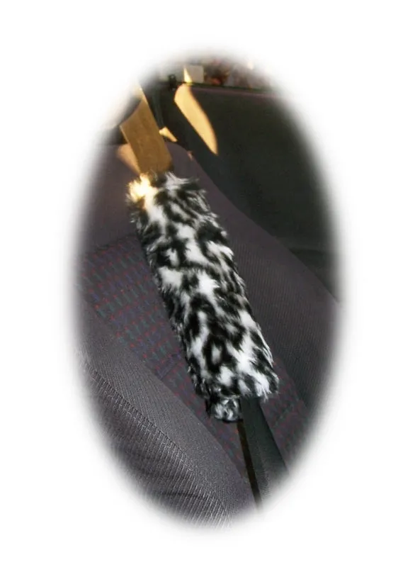 Fuzzy faux fur seatbelt pads in a choice of print's