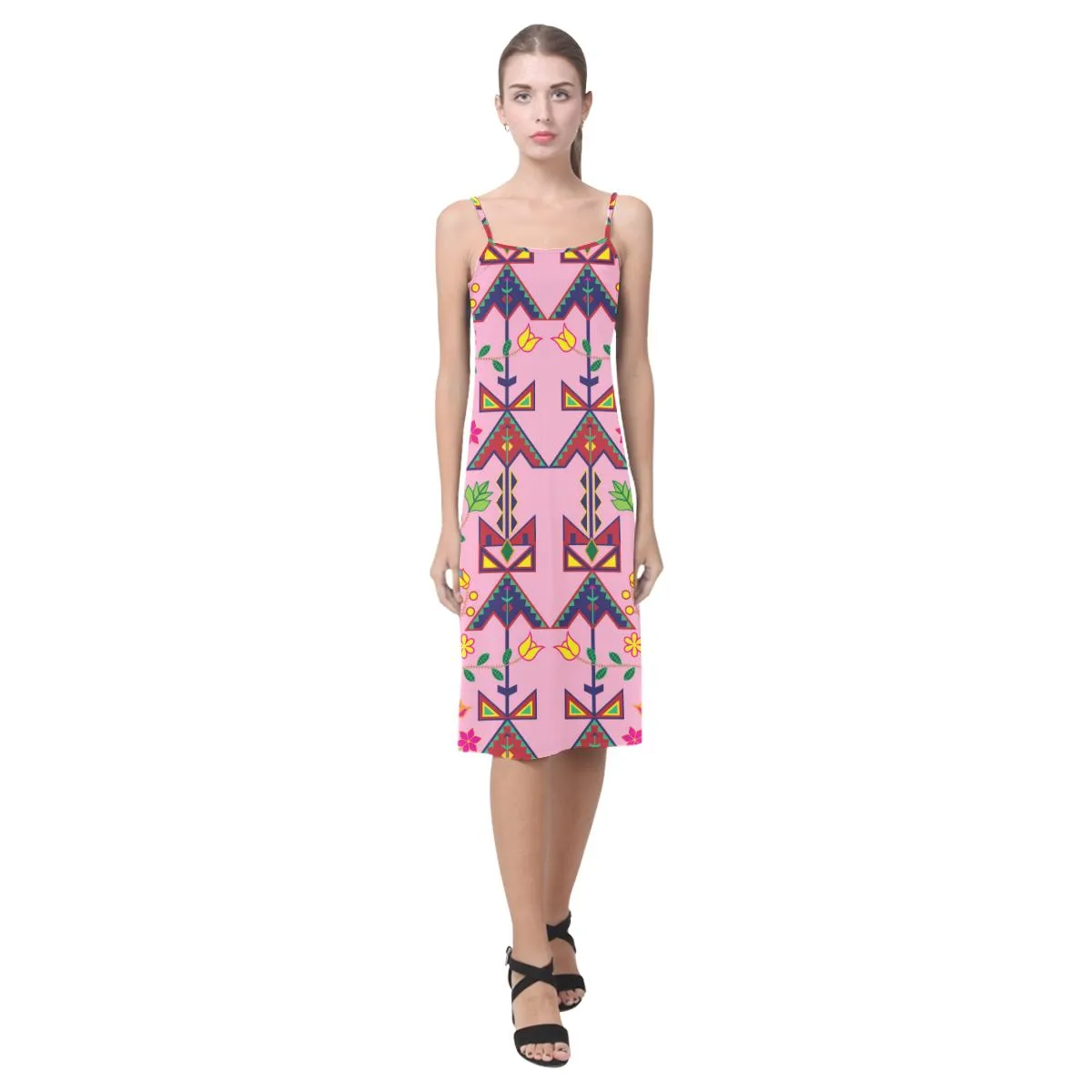 Geometric Floral Spring - Sunset Alcestis Slip Dress