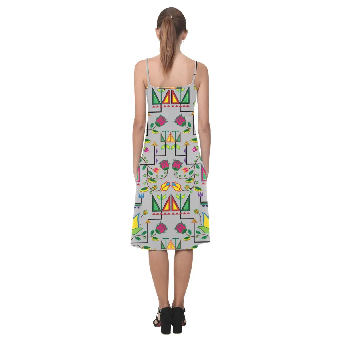 Geometric Floral Summer - Gray Alcestis Slip Dress