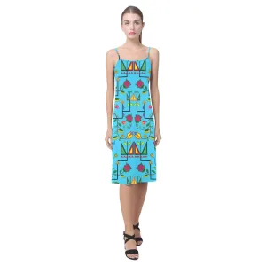 Geometric Floral Summer - Sky Blue Alcestis Slip Dress