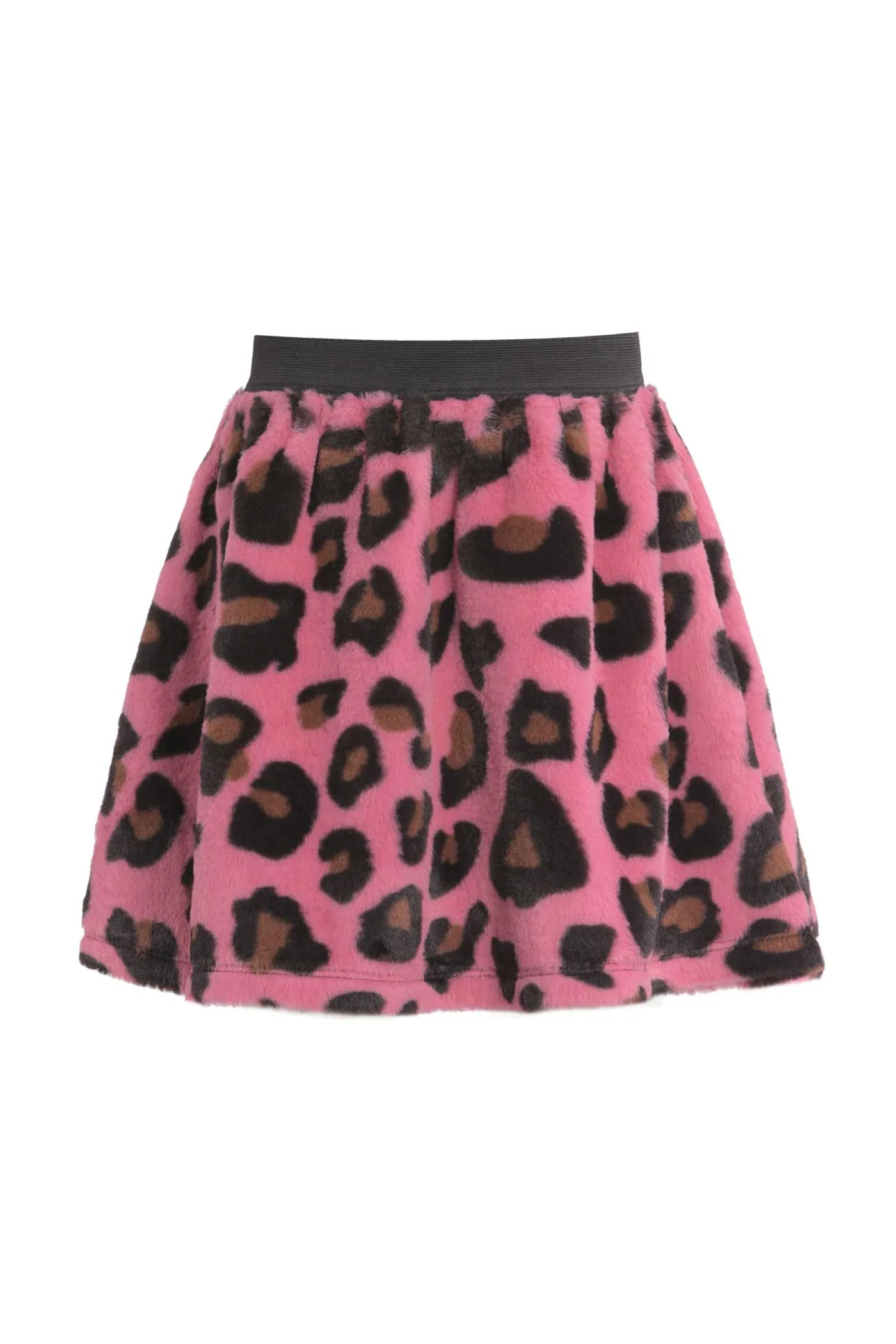 Girls Animal Print Faux Fur Mini Skirt