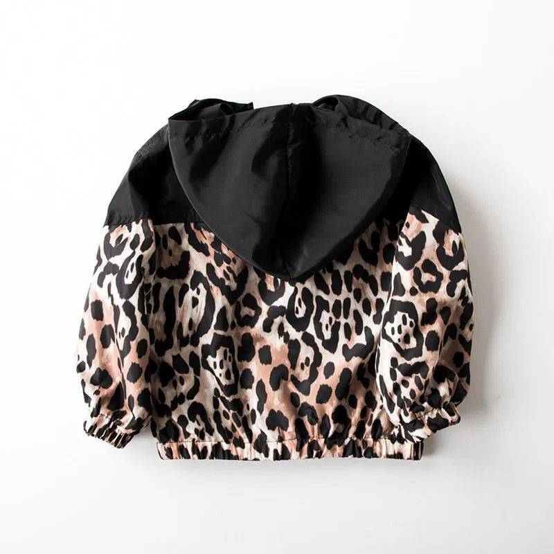 Girls Leopard Hoodie Jacket