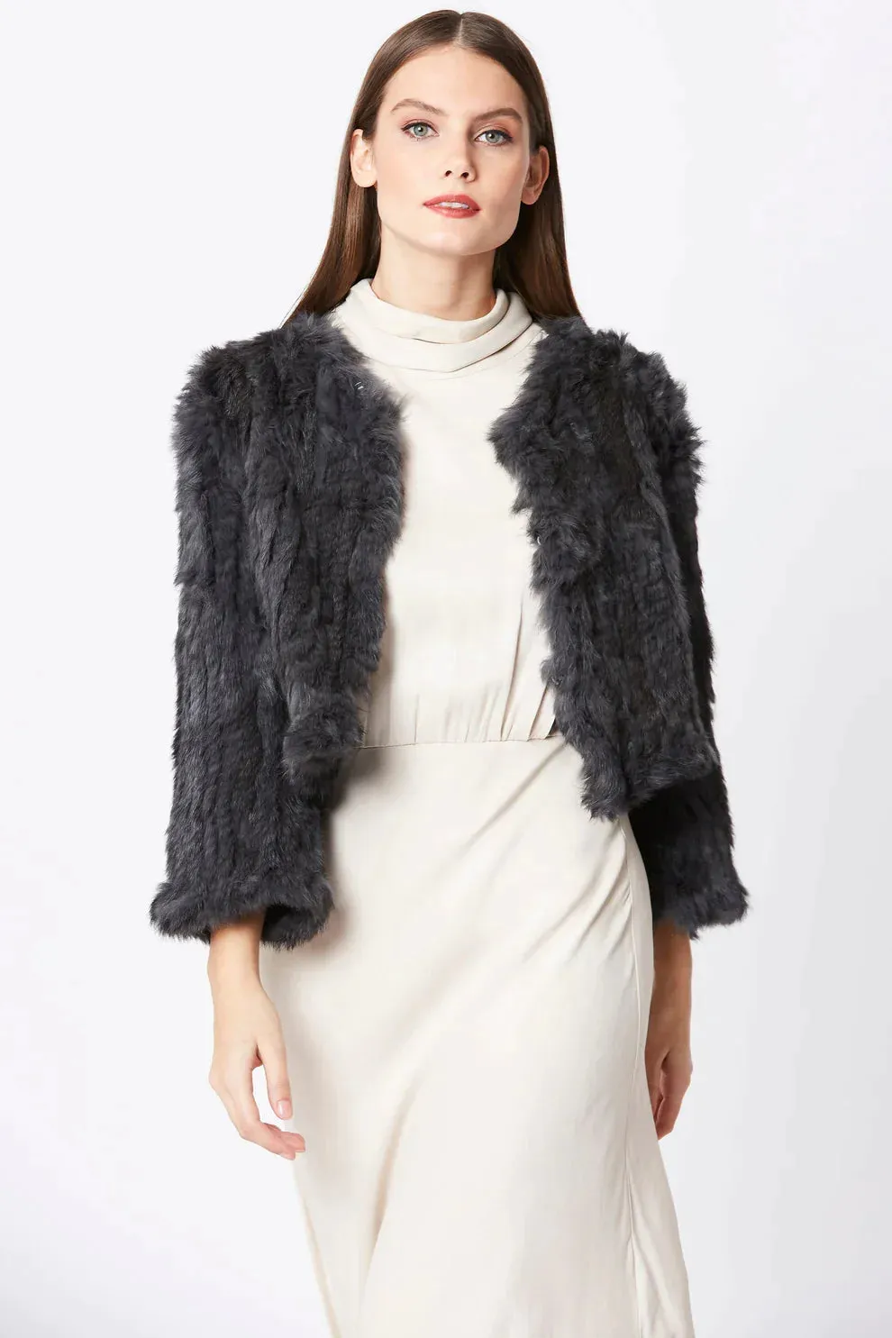 Grey Coney Fur Jacket