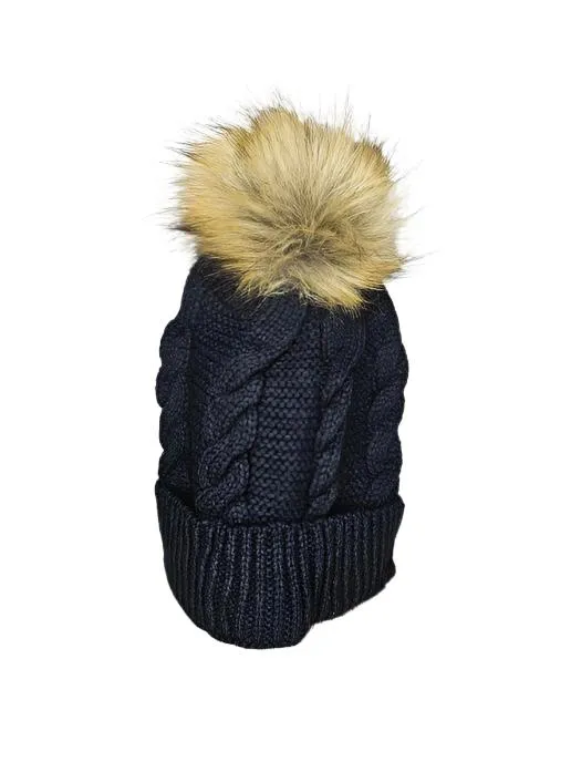 Hat  Multiple Colors  Fleece Lined With Pom pom - Toboggan