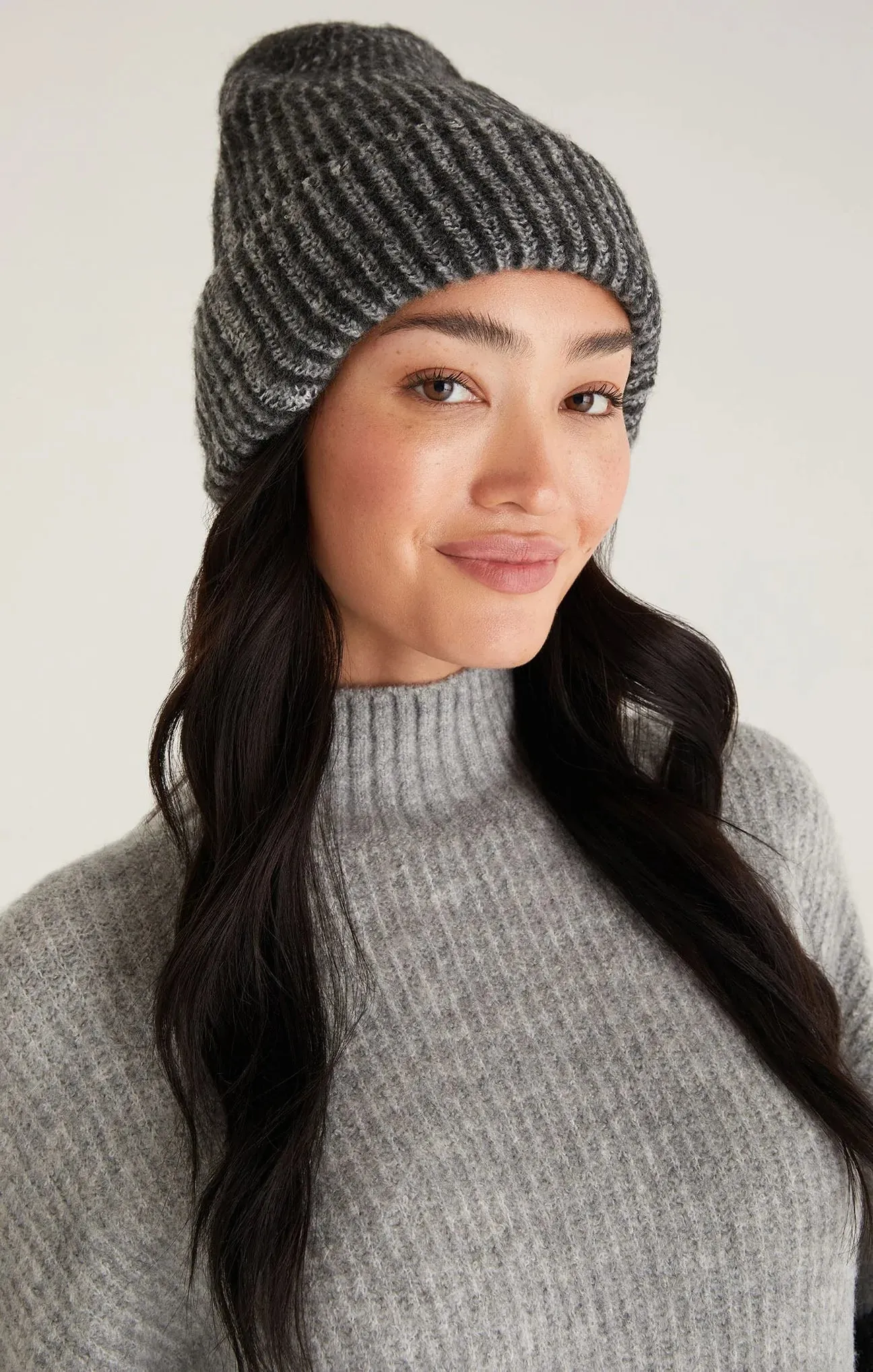 Heather Grey Ribbed Beanie