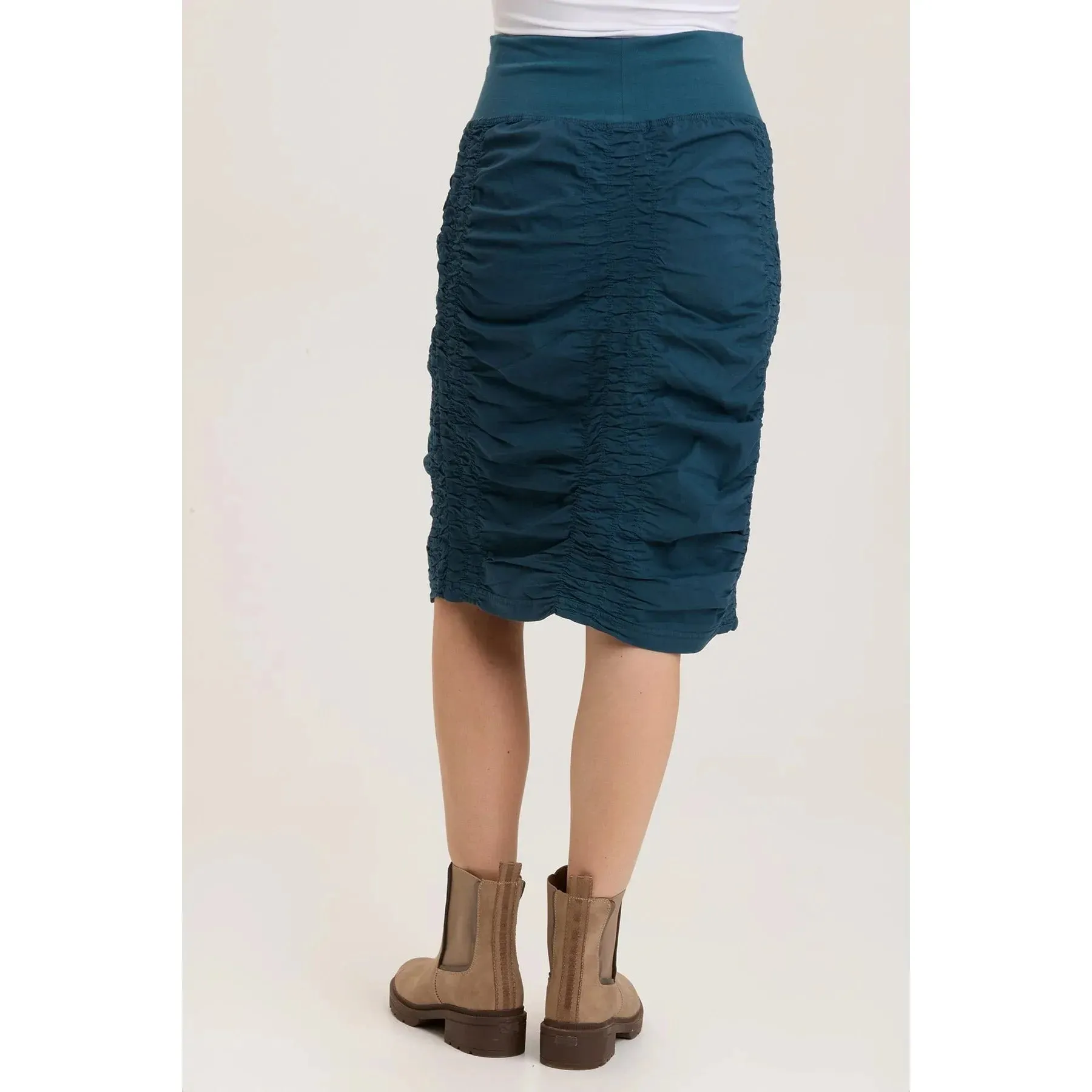 High Waist Midi Trace Skirt in Sea Port Blue