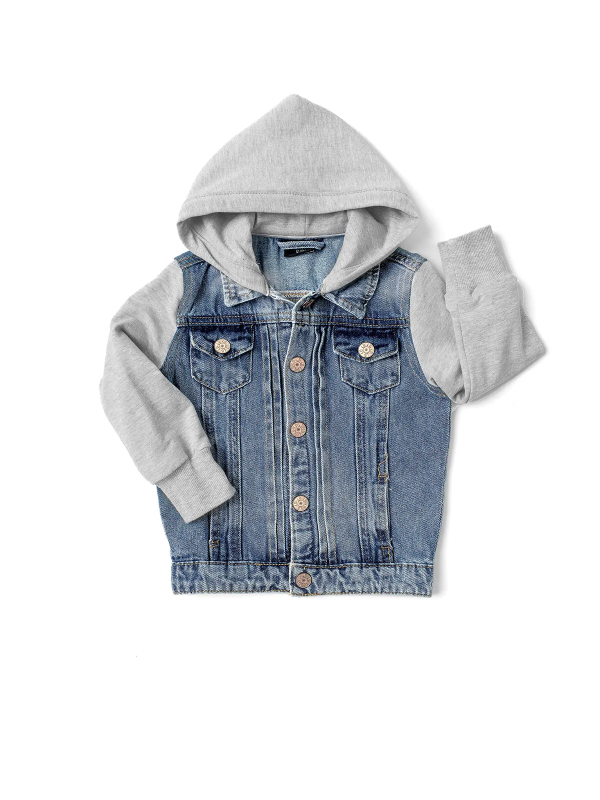 Hooded Denim Jacket - Grey