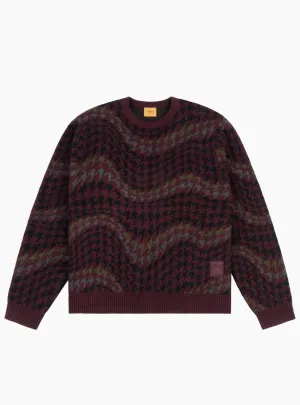 Houndstooth Knit Jumper Burgundy