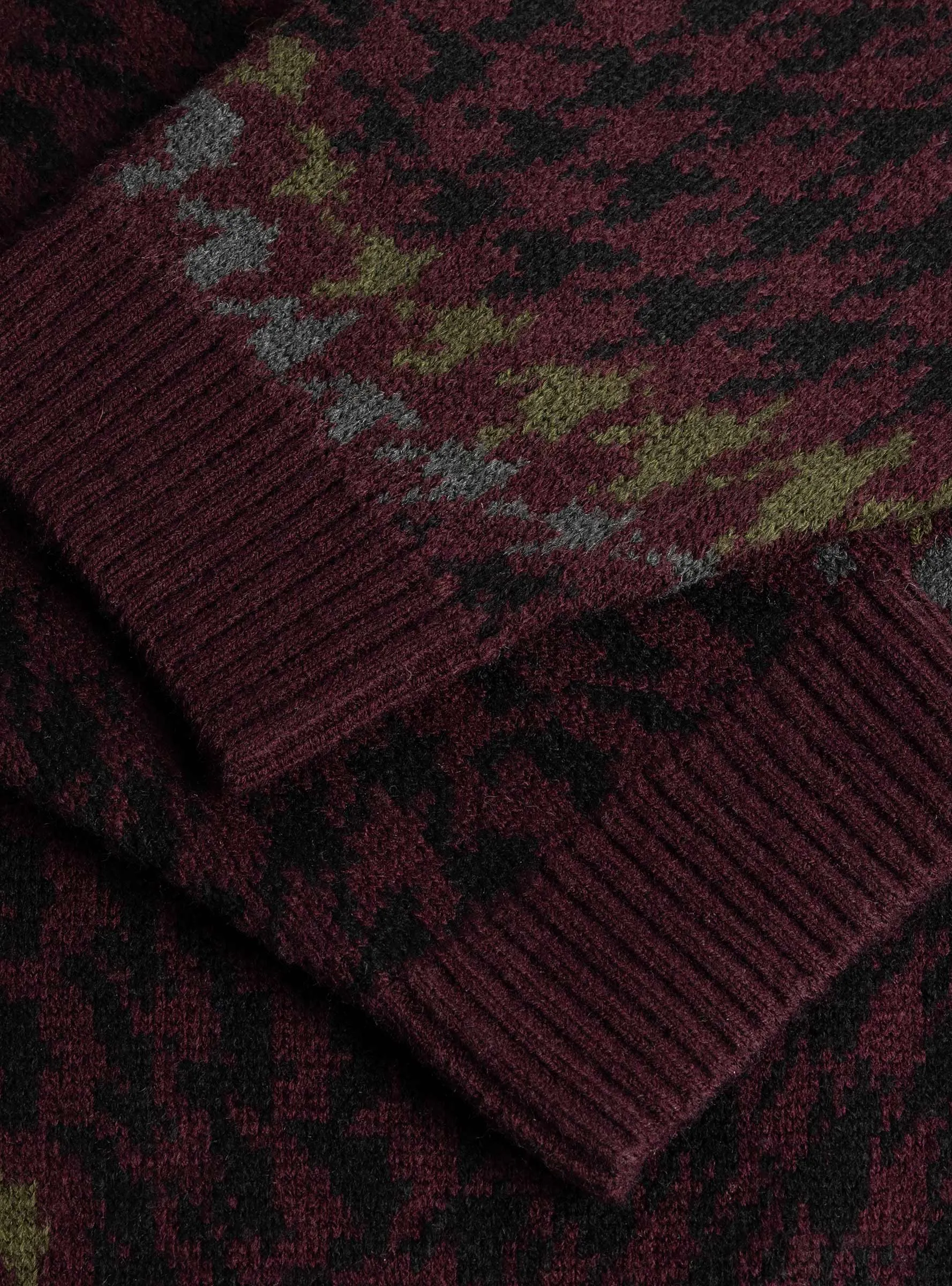 Houndstooth Knit Jumper Burgundy