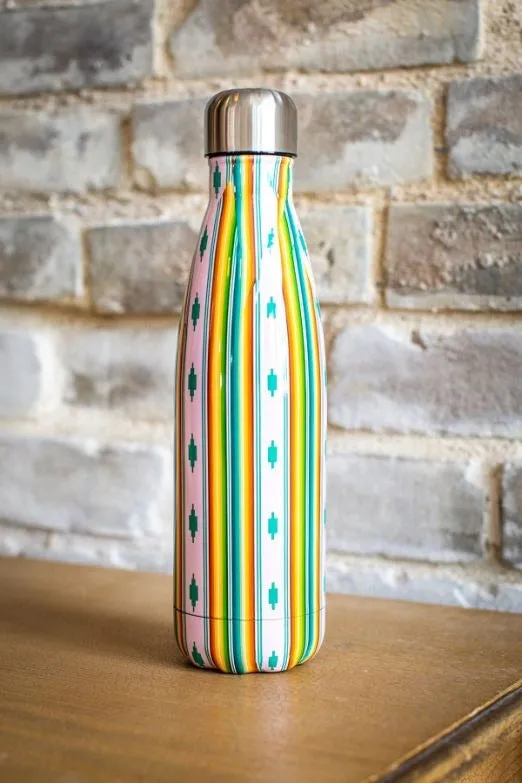 Ivory Aztec Serape Print Metal Bottle Cup