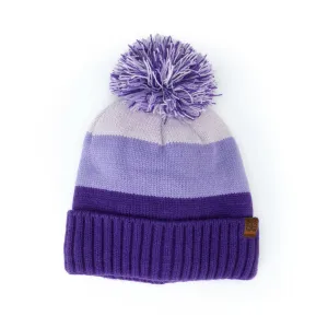 Kids Block Party Knit Pom Pom Hat Purple