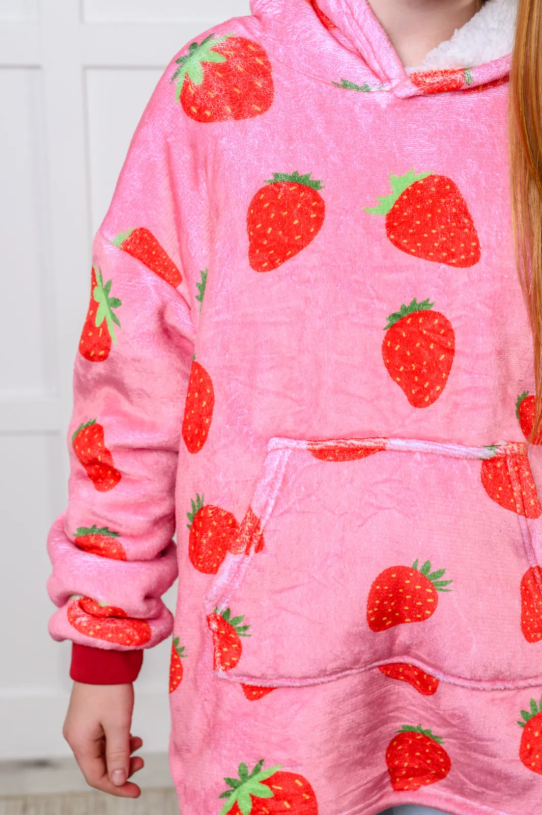 Kids Oversized Hoodie Blanket in Strawberry - 12/6