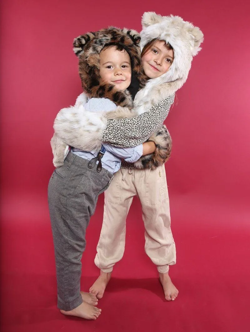 Kids Snow Leopard Faux Fur SpiritHood