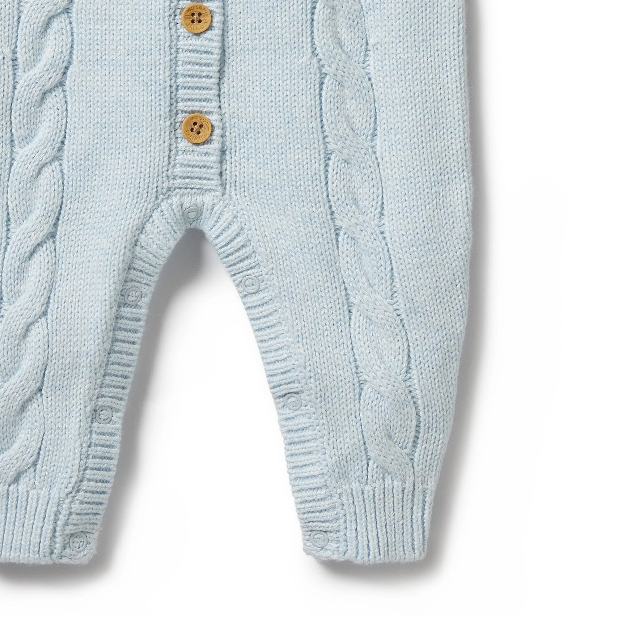 Knitted Cable Growsuit | Bluebell Fleck