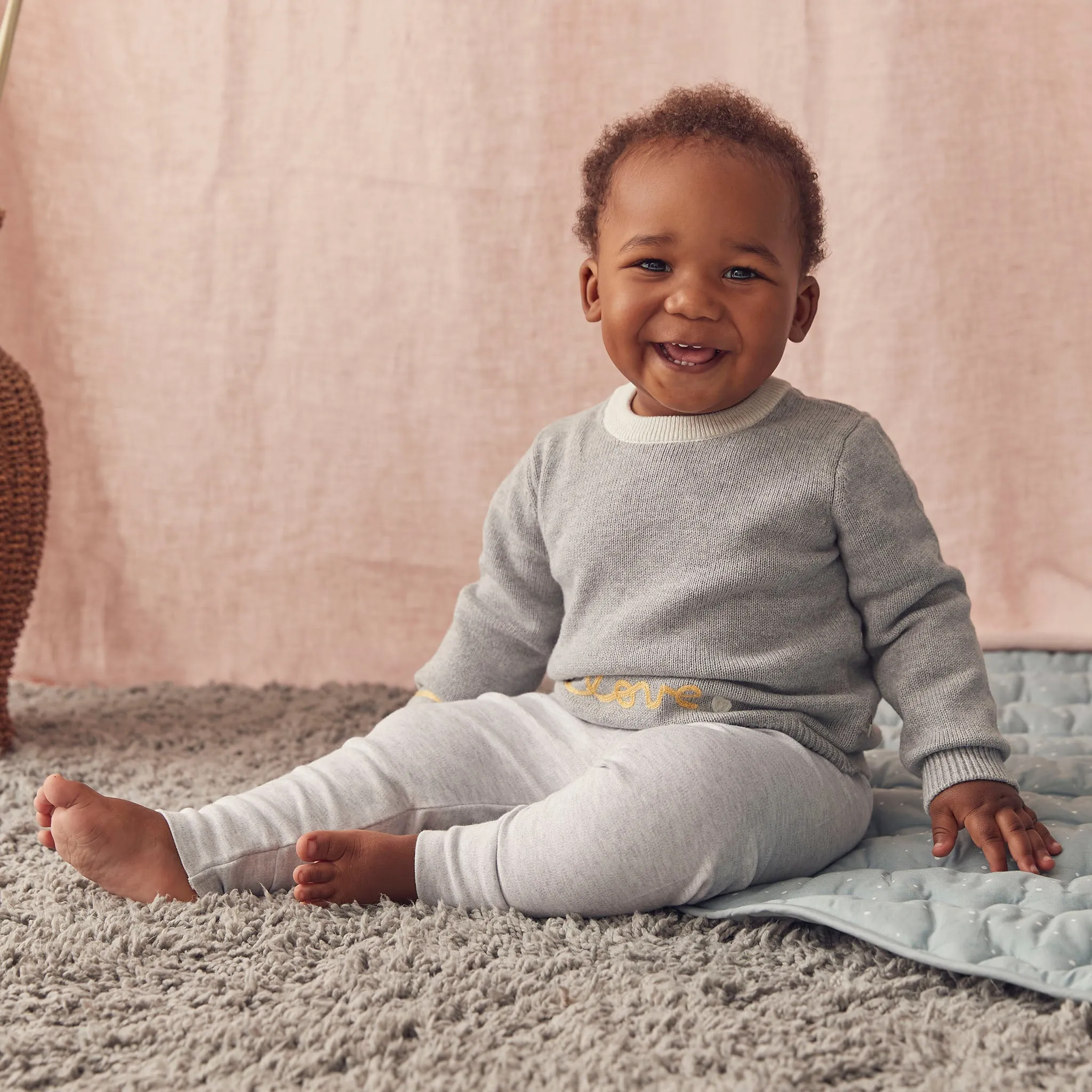 Knitted Slogan Jumper & Leggings Outfit