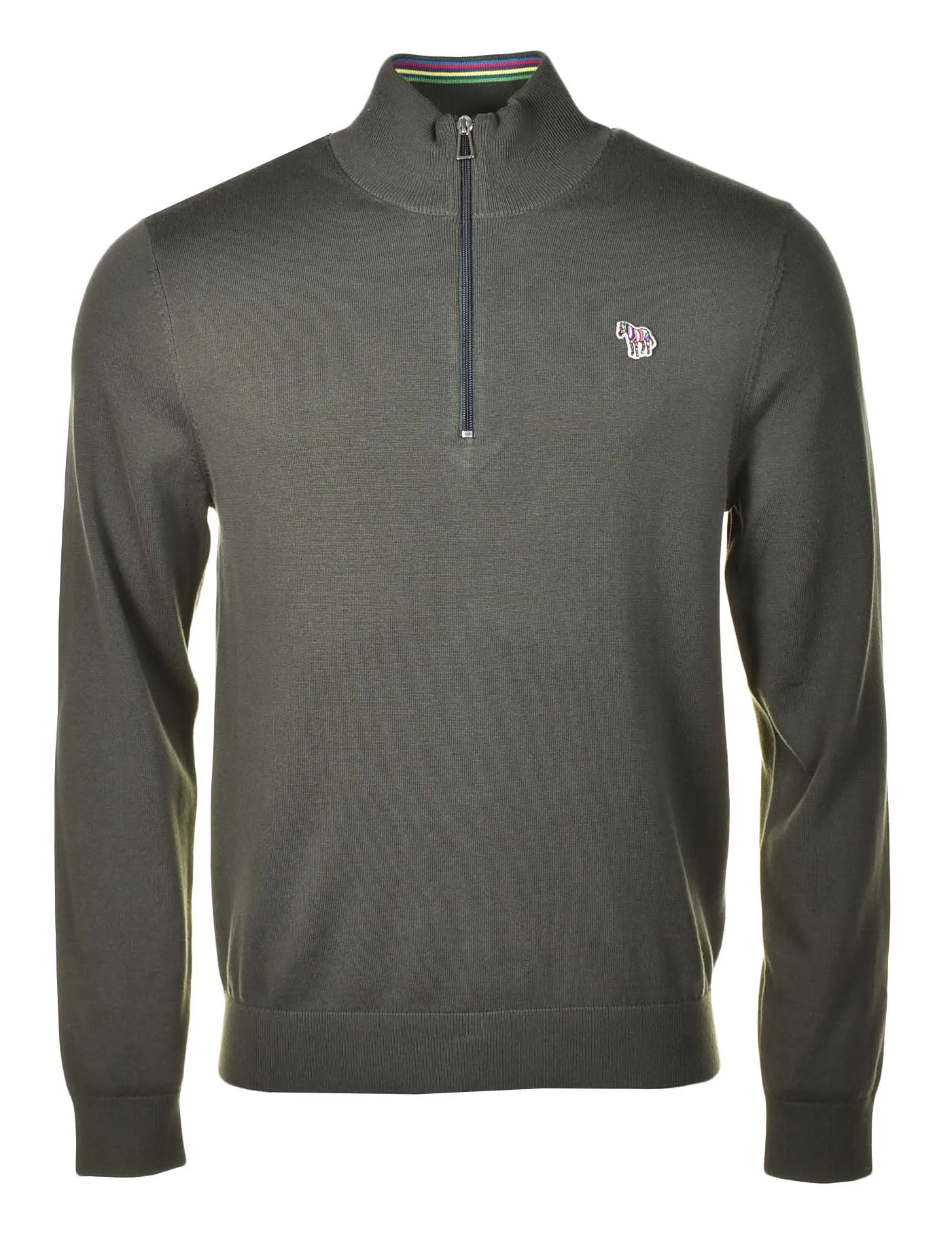 Knitted Zebra Quarter Zip Very Dark Green