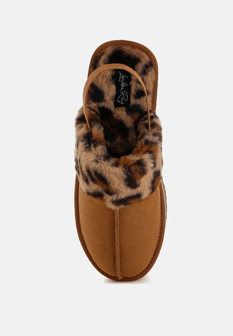 Kutchu Leopard Faux Fur Platform Classic Slingback