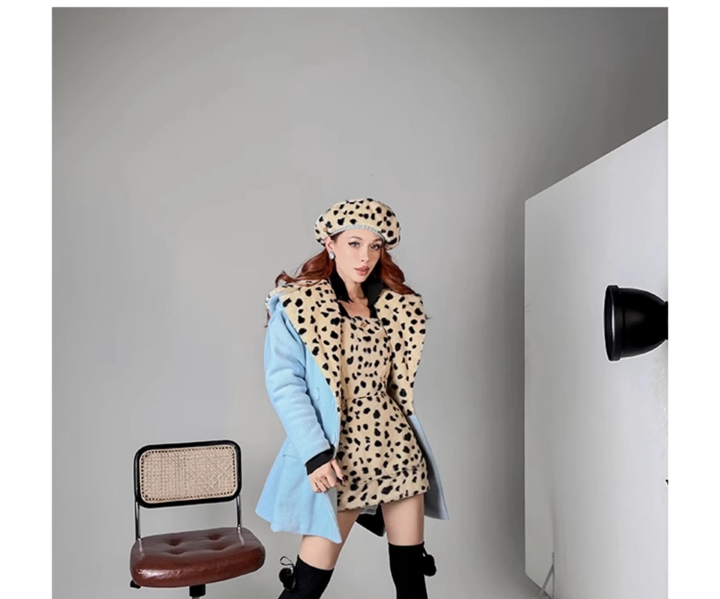 Le Palais Vintage Luxury Leopard Print Fur Slim Strap Dress-May