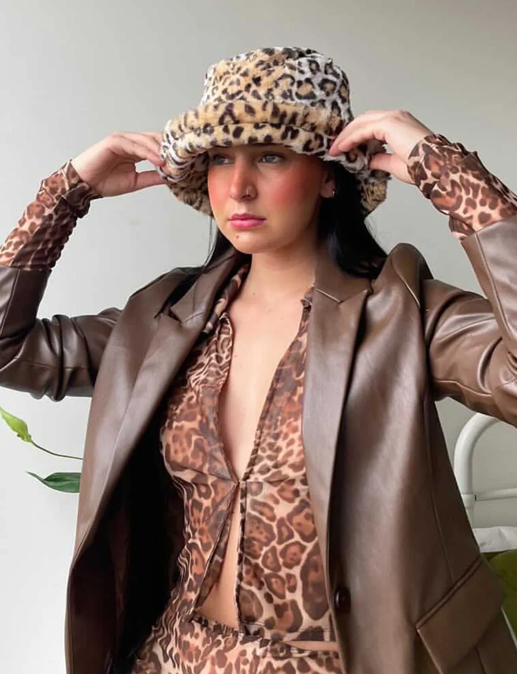 LEOPARD FUZZY HAT