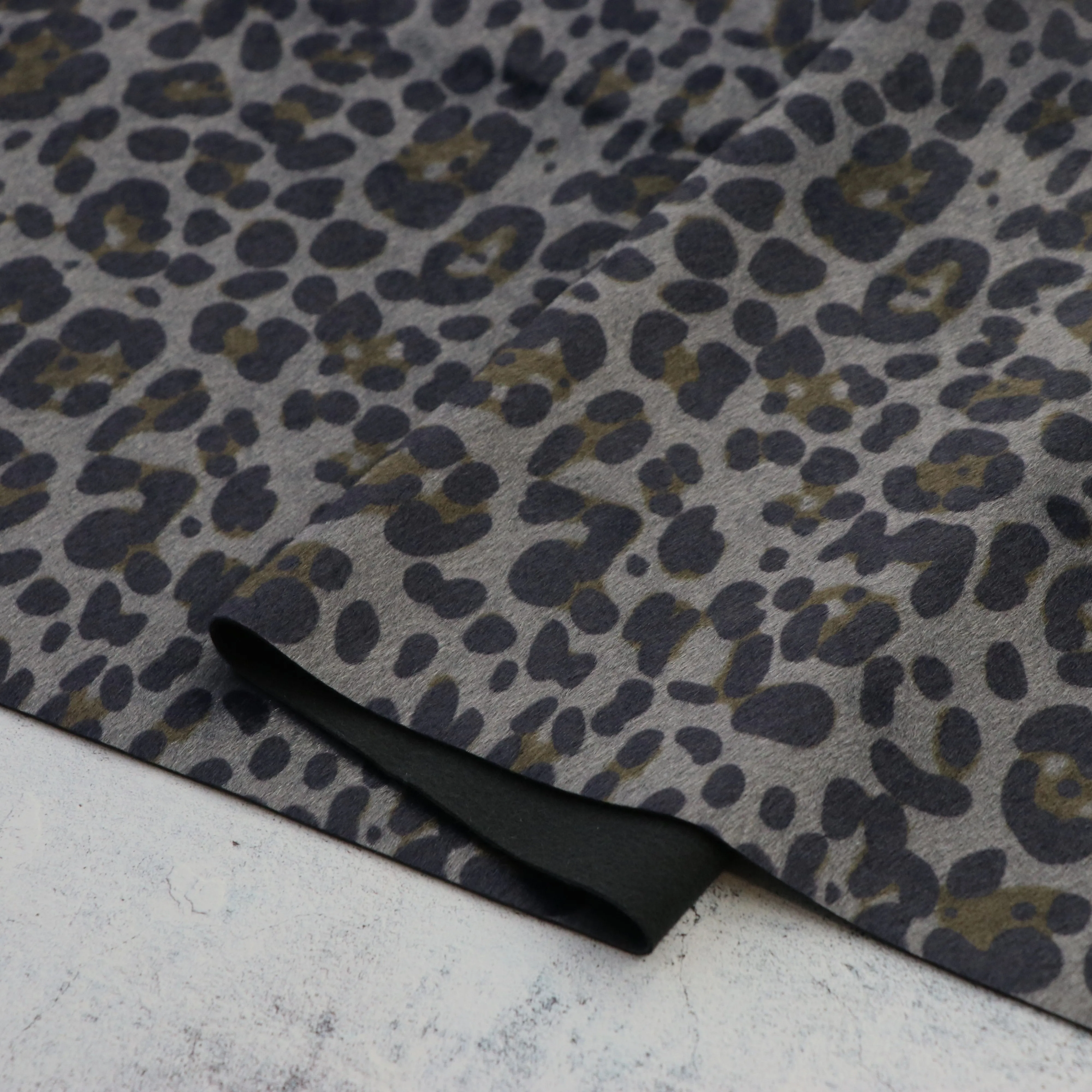 Leopard Navy Slate Faux Fur