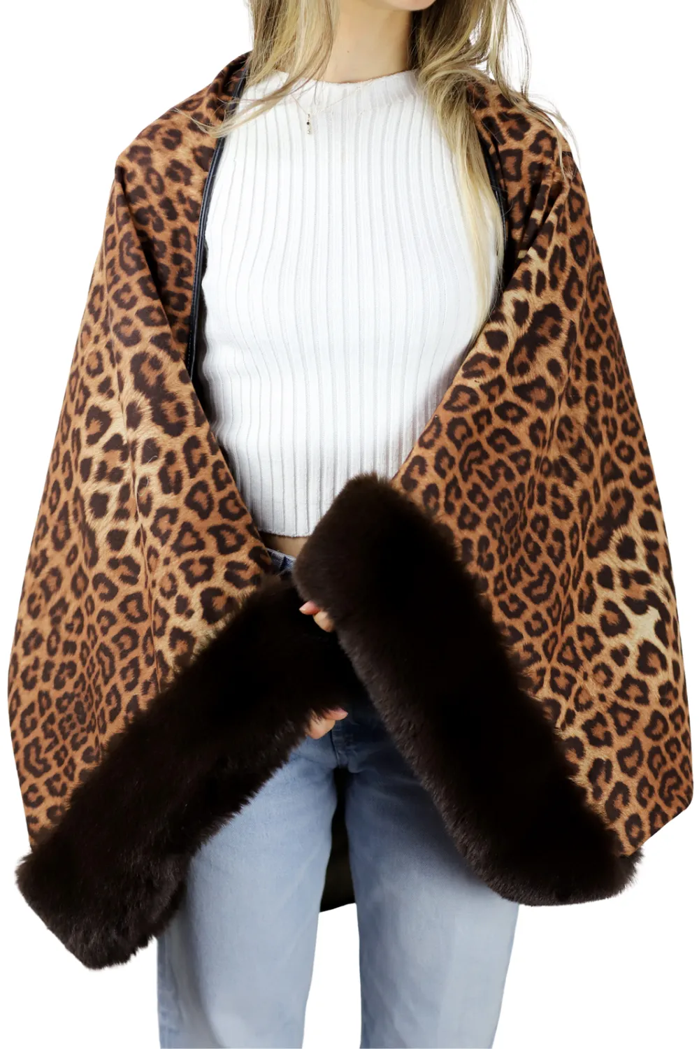 Leopard Print Bolero with Faux Trim Detail