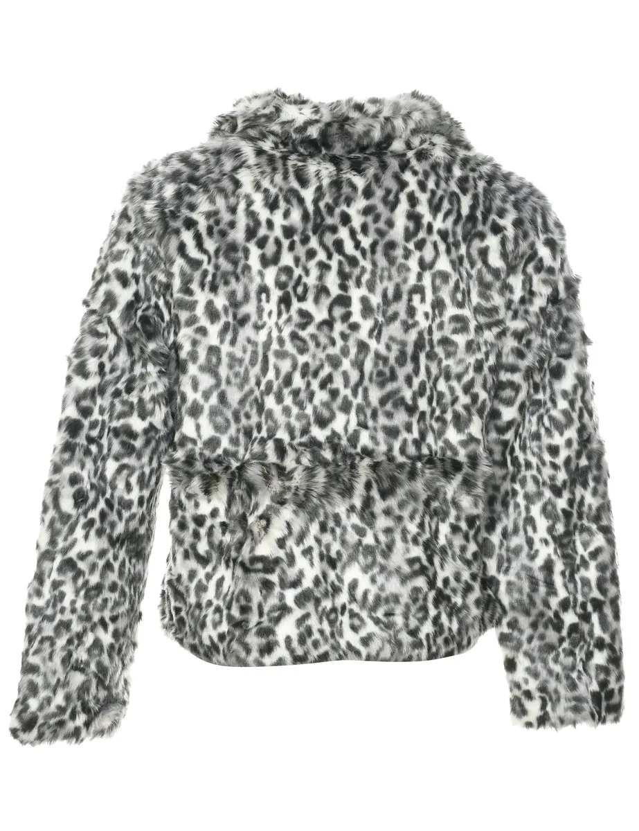 Leopard Print Faux Fur Jacket - M