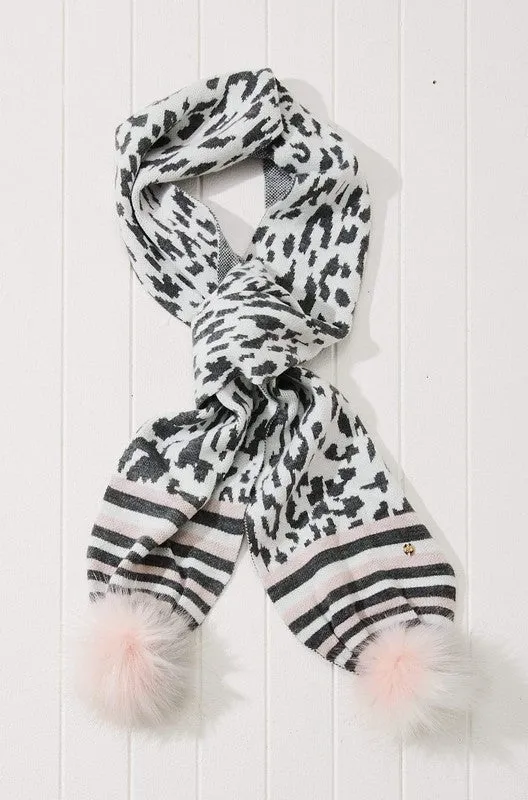 Leopard Print Pom Scarf Vegan