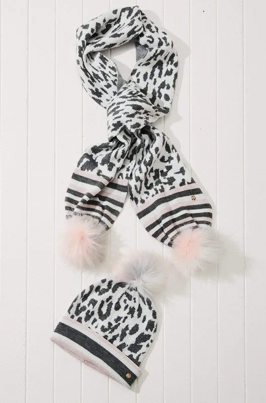 Leopard Print Pom Scarf Vegan