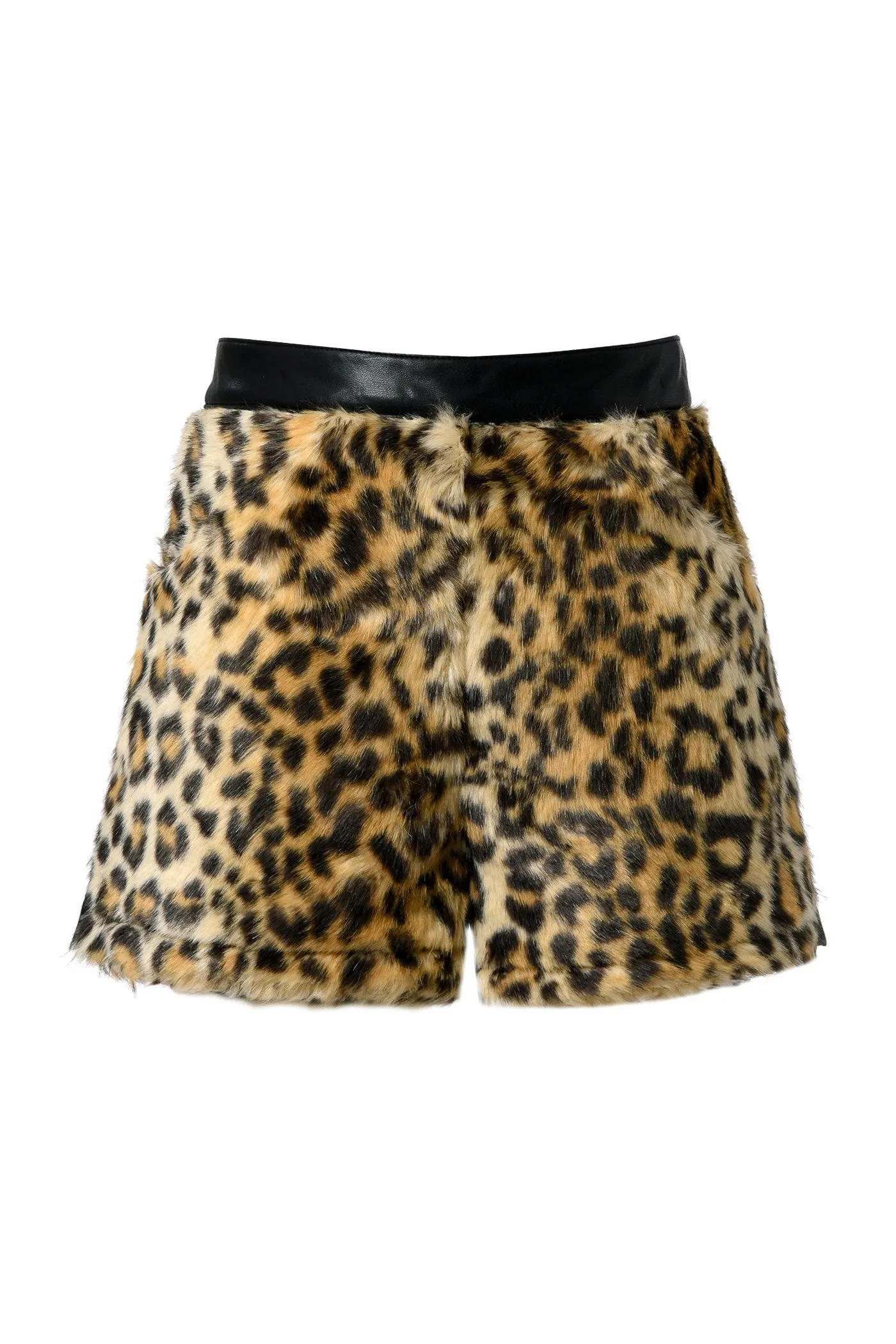 Little Girl's Faux Fur Leopard Pleather Shorts