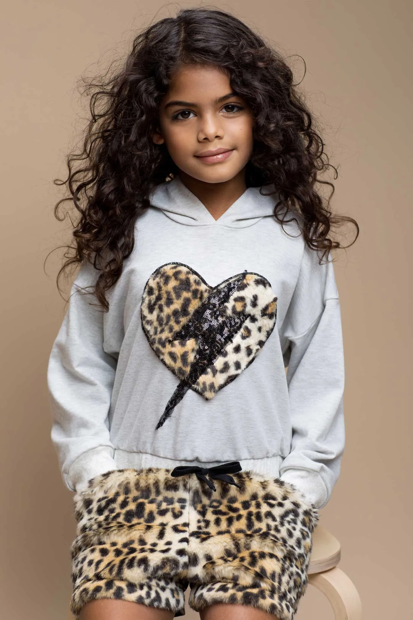 Little Girl's Faux Fur Leopard Pleather Shorts