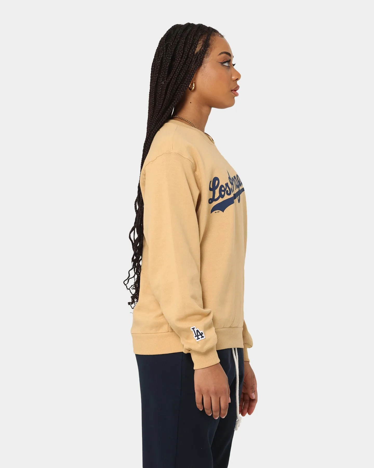 Majestic Athletic Women's Los Angeles Dodgers Heritage Crewneck Tan