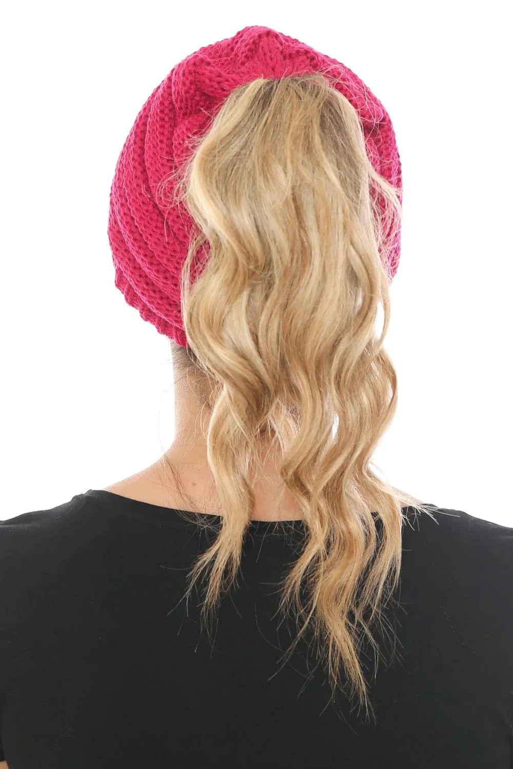 MB 131 - C.C Messy Bun Ponytail Visor Brim Beanie Hat