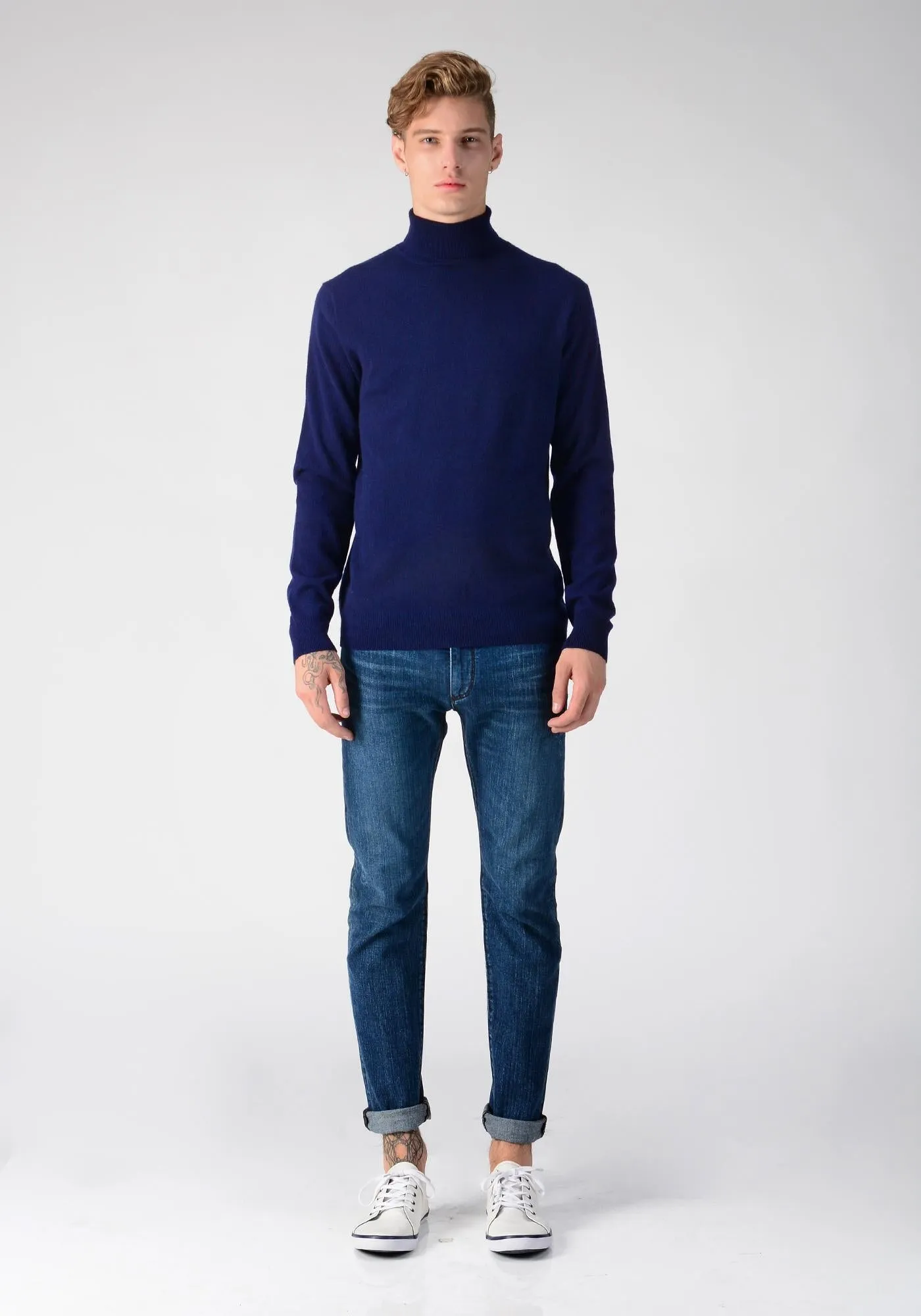 Men Turtleneck Sweater_Navy