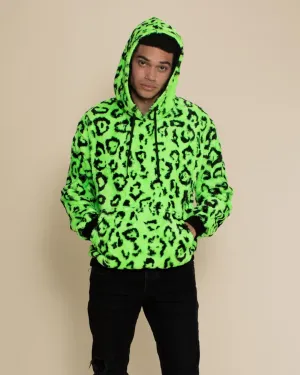 Men's Fur Hoodie | Neon Green Leopard