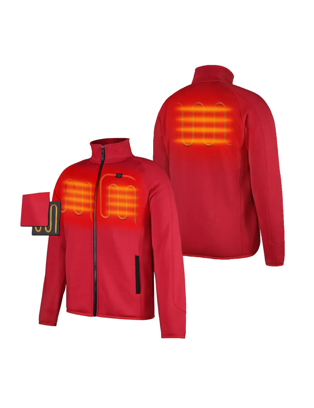 Men's Heated Full-Zip Fleece Jacket - Red