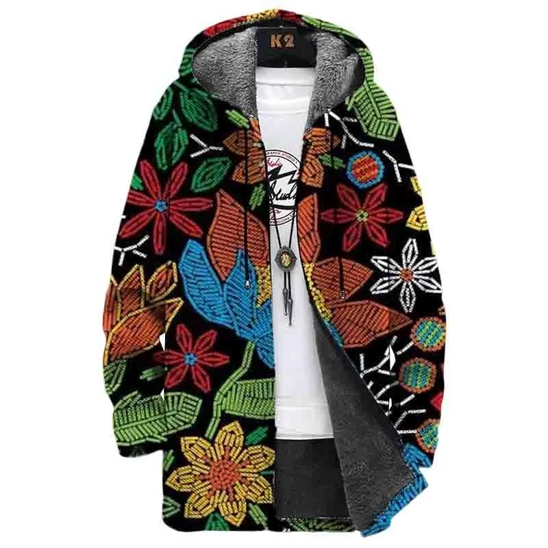 Men's Printed Hooded Fleece Jacket 75626954YY