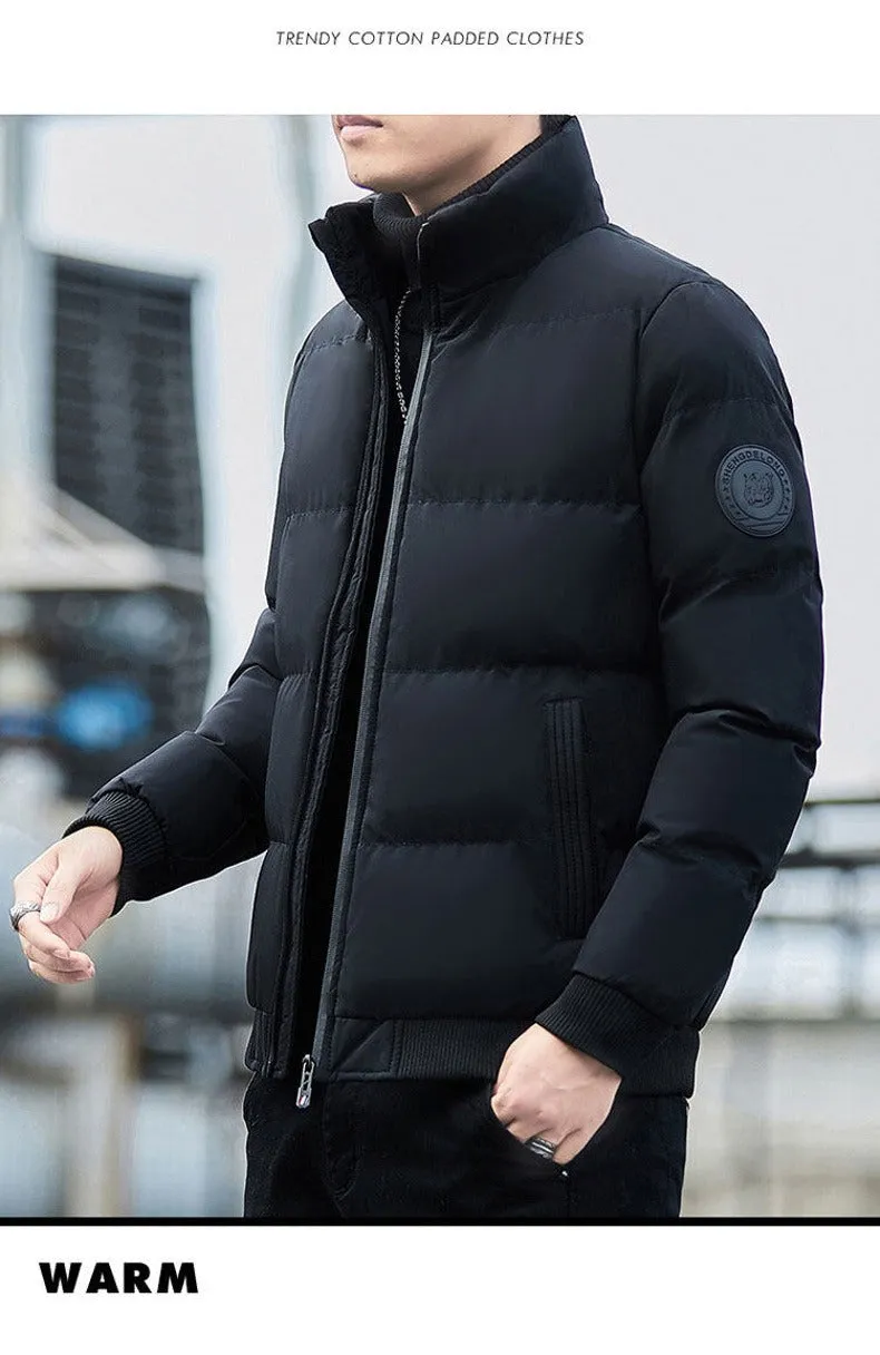 Men's Thick Winter Down Jacket – Warm Stand Collar Cotton Coat for European Winters 8668